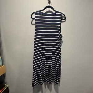 Time and Tru Navy and White Striped Midi Dress